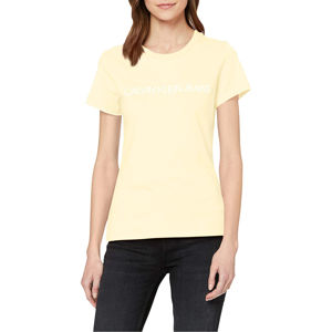 Calvin Klein dámské světle žluté tričko Logo - S (ZHH)